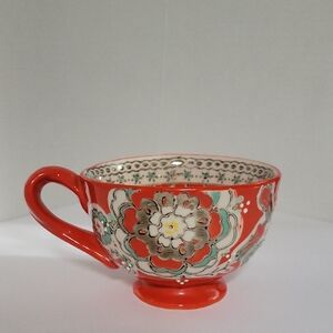 Vibrant Floral Ceramic Teacup